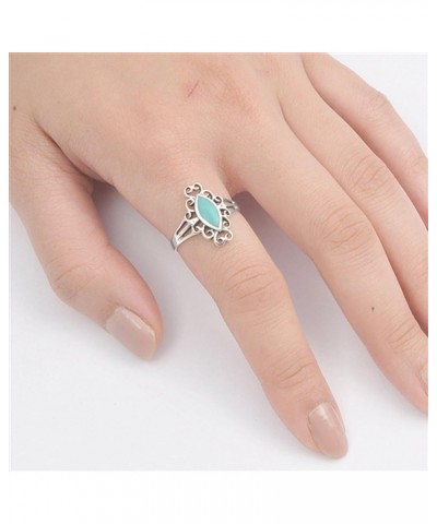 CHOOSE YOUR COLOR Sterling Silver Long Ring Simulated Turquoise - Size 6 $10.68 Rings