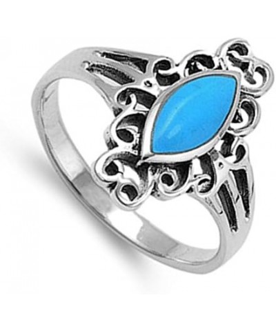 CHOOSE YOUR COLOR Sterling Silver Long Ring Simulated Turquoise - Size 6 $10.68 Rings