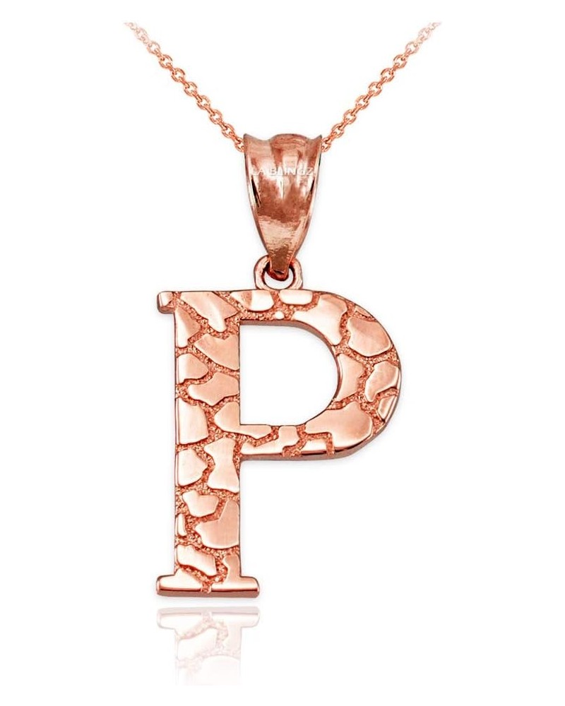 10K Rose Gold Nugget Initial Letter Alphabet Necklace 20.0 Inches Letter P $34.71 Necklaces