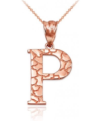 10K Rose Gold Nugget Initial Letter Alphabet Necklace 20.0 Inches Letter P $34.71 Necklaces