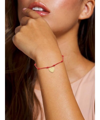 Red String Bracelet Gold Heart Initial Bracelet Kabbalah Prtection Red String Bracelet Adjustable Handmade Cord Bracelet for ...