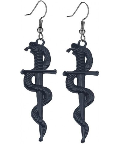 Dagger Earrings Rerto Sword Snake Dangle Earrings Ankh Cross Hook Earrings for Women Exaggeration Gothic Serpent Earrings Jew...