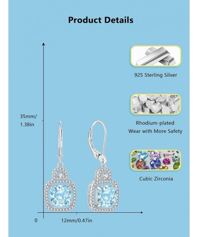 Drop Earrings for Women 925 Sterling Silver Rhodium Plated Vintage Lock Birthstones Cubic Zirconia Dangle Leverback Earrings ...