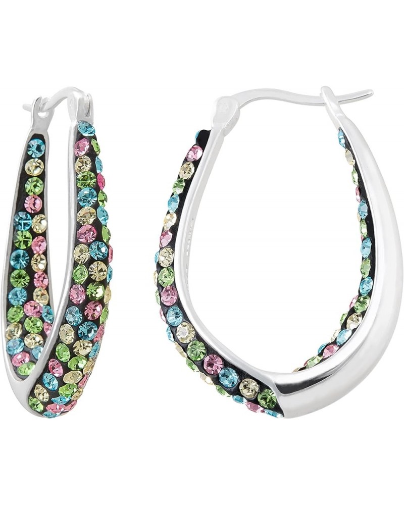 Crystal Jewelry for Women Inside Out Oval Hoop Earrings, Silver Plated, 1.2 Inside Out Multi 2 $9.85 Earrings