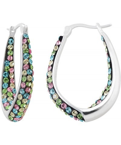 Crystal Jewelry for Women Inside Out Oval Hoop Earrings, Silver Plated, 1.2 Inside Out Multi 2 $9.85 Earrings