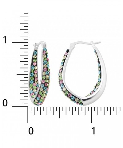 Crystal Jewelry for Women Inside Out Oval Hoop Earrings, Silver Plated, 1.2 Inside Out Multi 2 $9.85 Earrings