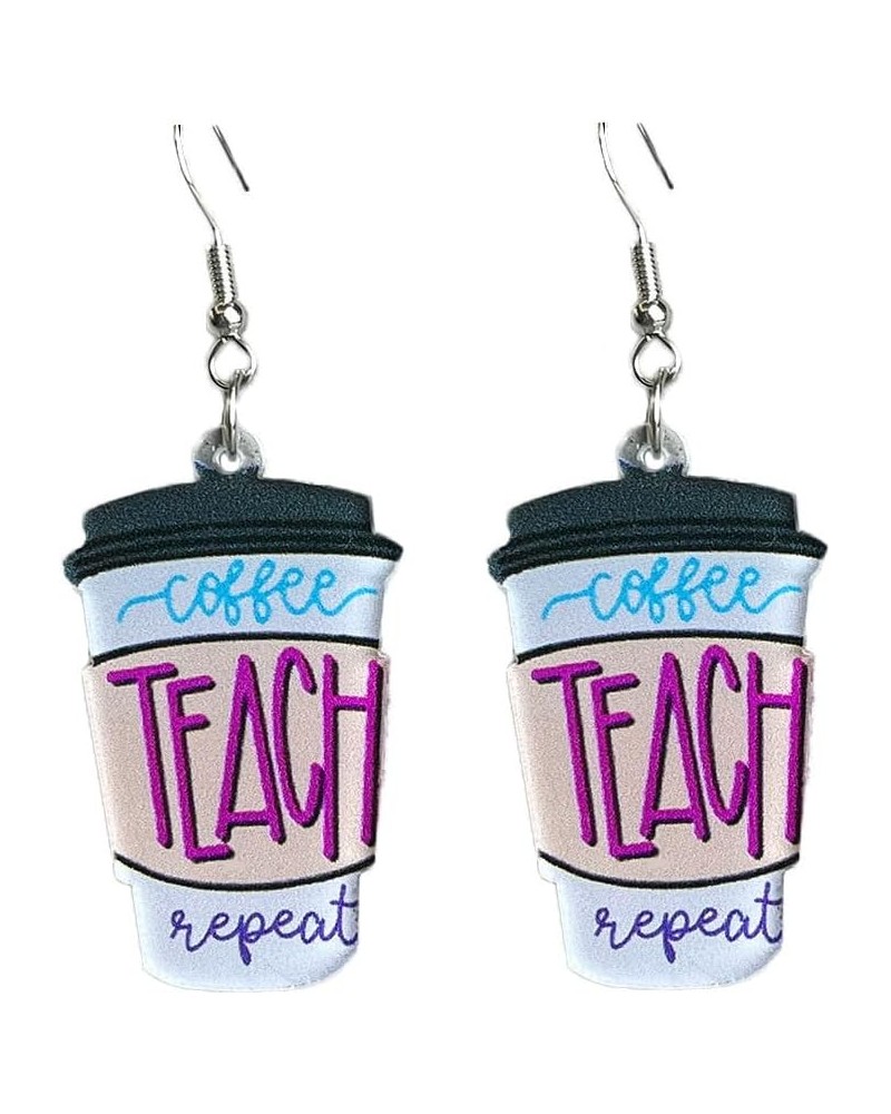 2023 Acrylic Teacher Earrings for Women Apple Pencil Coffee Bulb Art Drop Dangle Earrings for Teachers Students First Day of ...