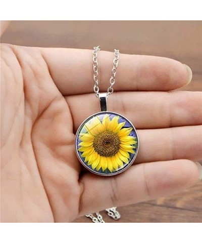 3pcs Sunflower Necklace Bracelet with Yellow Flower Drop Earrings Sun Flower Jewelry Set for Women Girls A $9.43 Jewelry Sets