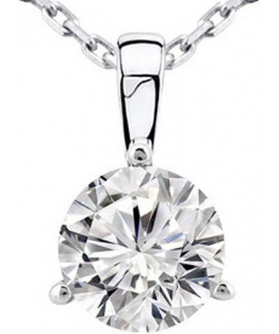 IGI Certified LAB-GROWN Round Cut Diamond Pendant Necklace 3 Prong Value Collection (H-I Color, VS2-SI1 Clarity) + 16" Silver...