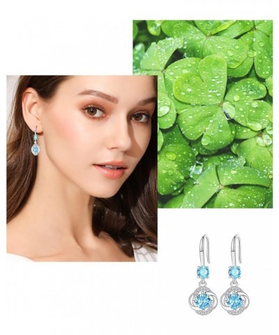 4 leaf clover earring crystal dangle ，inlaid zircon shamrock earrings lucky st patrick's day jewelry gift for women and girls...