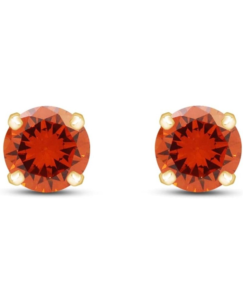 10k Yellow Gold 8mm Round Stud Earrings Simulated-Citrine $48.59 Earrings