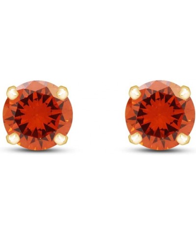 10k Yellow Gold 8mm Round Stud Earrings Simulated-Citrine $48.59 Earrings