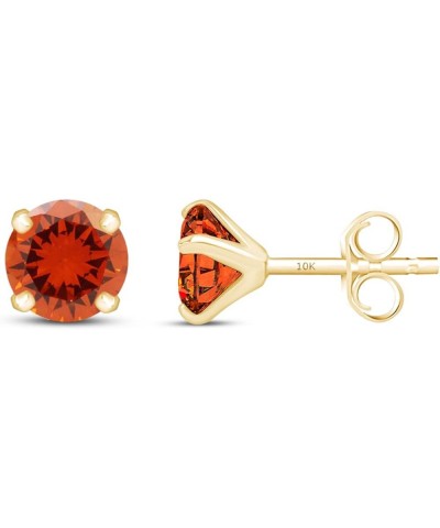 10k Yellow Gold 8mm Round Stud Earrings Simulated-Citrine $48.59 Earrings