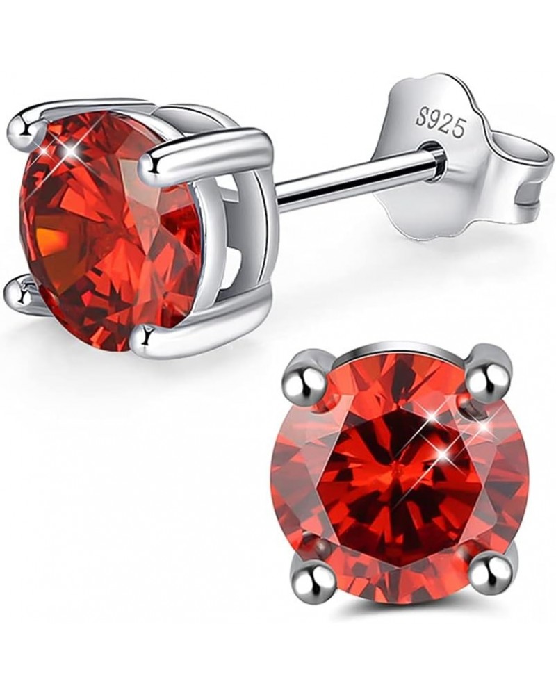 925 Sterling Silver Birthstone Stud Earrings For Women Sparkling Round Cut CZ Birthstone Small Stud Earrings January $7.94 Ea...