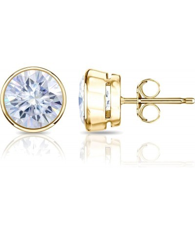 14k Gold Round Moissanite Stud Earrings (1 to 7ct TGW, G-H) Bezel-set, Push-Back Yellow Gold 2.5 carats $223.48 Earrings