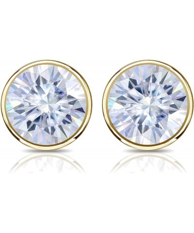 14k Gold Round Moissanite Stud Earrings (1 to 7ct TGW, G-H) Bezel-set, Push-Back Yellow Gold 2.5 carats $223.48 Earrings