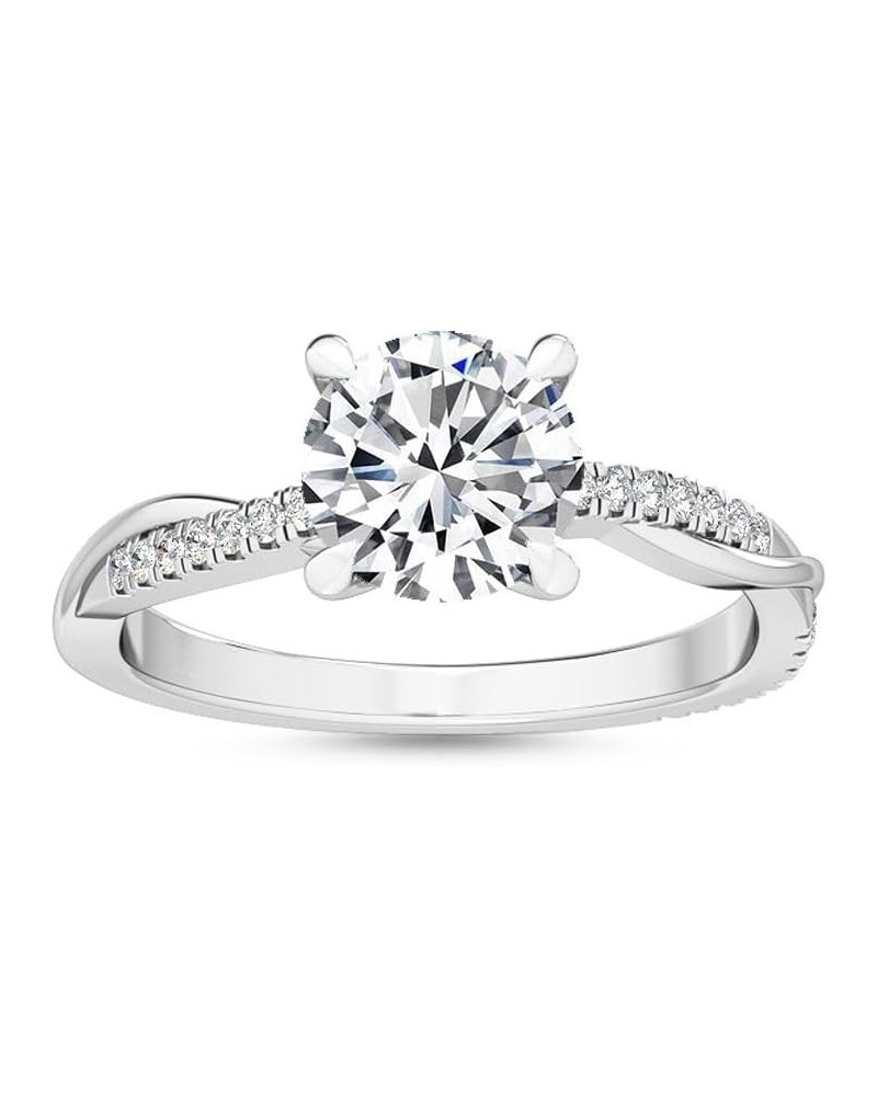 1-5 Carat (ctw) White Gold Round Cut LAB GROWN Diamond Side Stone Engagement Ring (Color E-F Clarity VS2-SI1) 5.5 White Gold ...