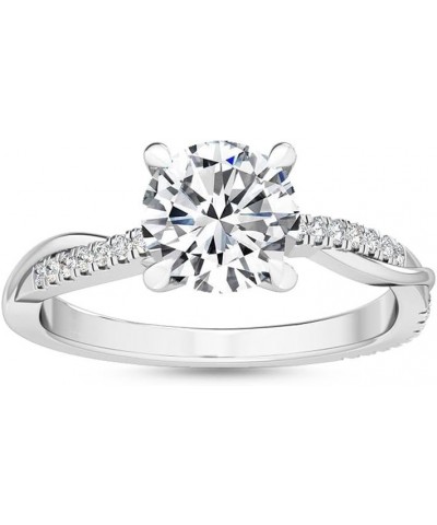 1-5 Carat (ctw) White Gold Round Cut LAB GROWN Diamond Side Stone Engagement Ring (Color E-F Clarity VS2-SI1) 5.5 White Gold ...