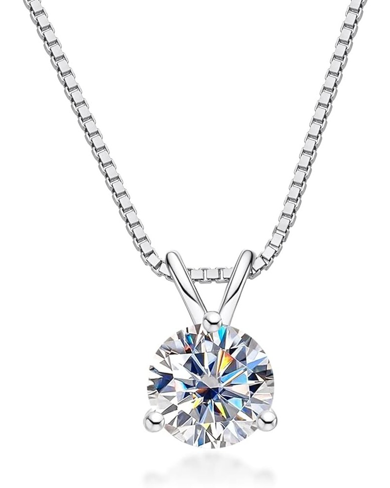 Moissanite Pendant Necklace 1CT D Color VVS1 Round Cut Lab Diamond 14K Gold Plated Silver Necklace for Women with Certificate...