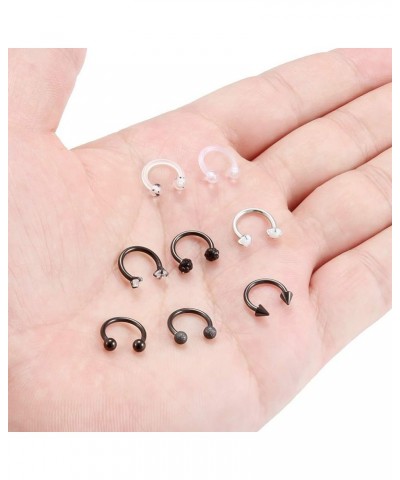 Horseshoe Circular Barbell Clear CZ Opal Stone Nose Septum Rings Hoop Retainer for Women Men Helix Cartilage Tragus Earring 3...