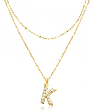 Ninejuize 14K Gold Plated Necklace for Women Initial Necklaces A-Z Letter Necklace Rhinestone Layering Necklaces K $6.95 Neck...