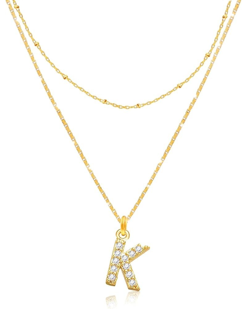 Ninejuize 14K Gold Plated Necklace for Women Initial Necklaces A-Z Letter Necklace Rhinestone Layering Necklaces K $6.95 Neck...