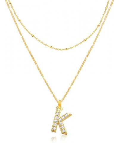 Ninejuize 14K Gold Plated Necklace for Women Initial Necklaces A-Z Letter Necklace Rhinestone Layering Necklaces K $6.95 Neck...