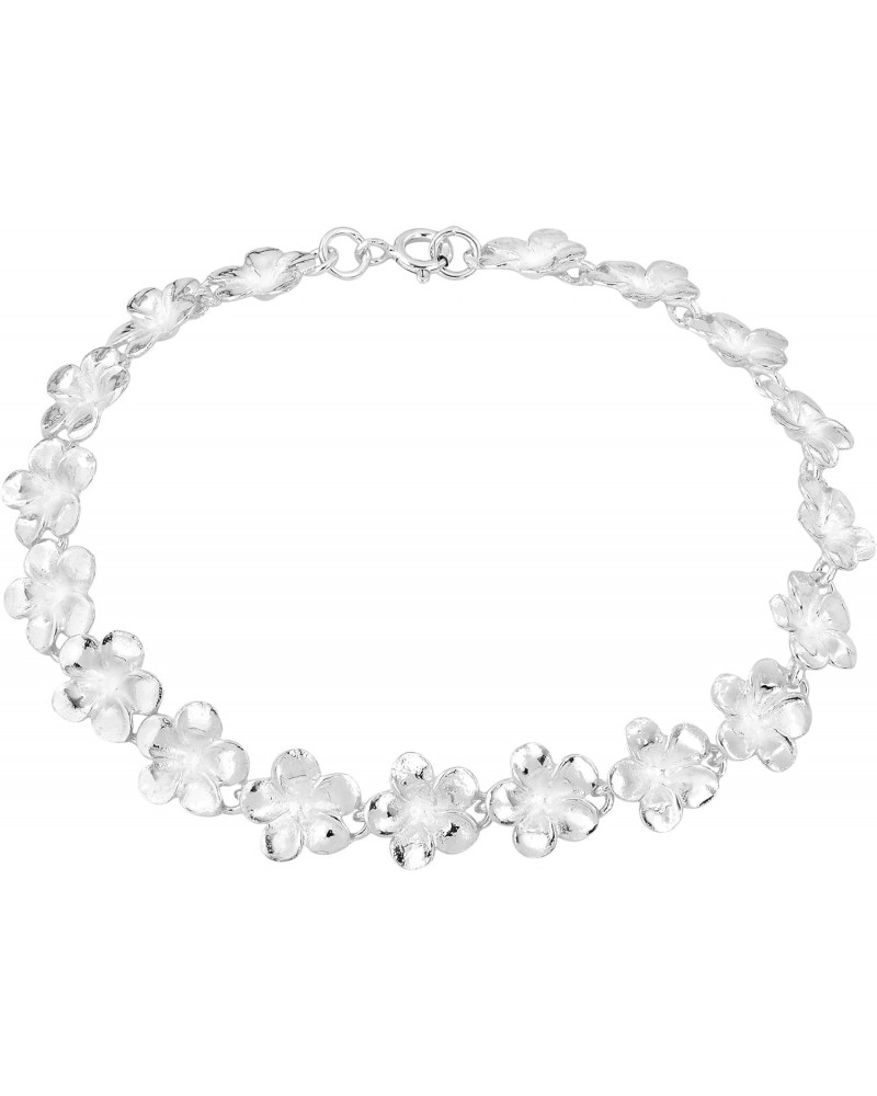 Pretty Casual Plumeria Flower Link .925 Sterling Silver Bracelet $31.19 Bracelets