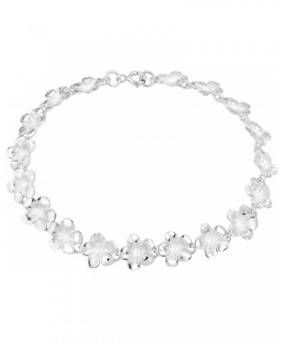 Pretty Casual Plumeria Flower Link .925 Sterling Silver Bracelet $31.19 Bracelets