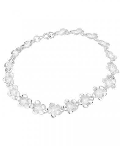 Pretty Casual Plumeria Flower Link .925 Sterling Silver Bracelet $31.19 Bracelets