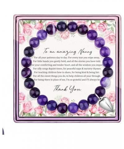 Nanny Mothers Day Gifts, Nanny Bracelet Gifts for Nanny Thank You Gift Purple Agate Beads Nanny Gifts for Mothers Day,Best Na...