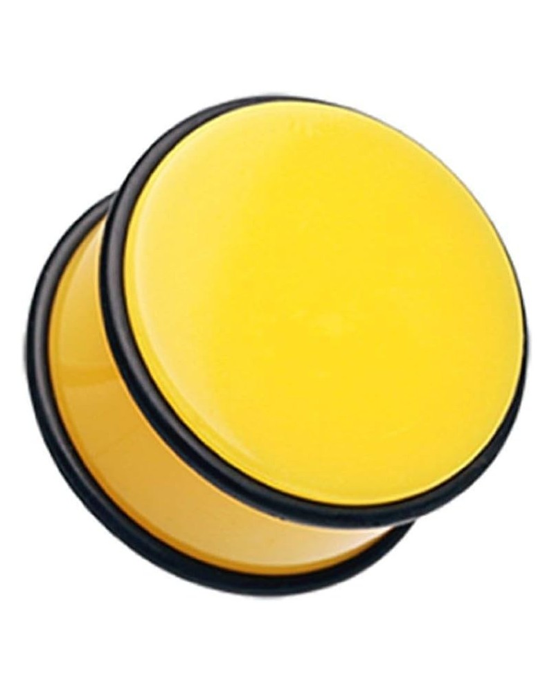 Neon Colored Acrylic No Flare Ear Gauge Plug 3/4" (19mm), Yellow $8.15 Body Jewelry