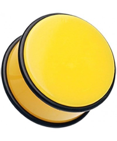 Neon Colored Acrylic No Flare Ear Gauge Plug 3/4" (19mm), Yellow $8.15 Body Jewelry