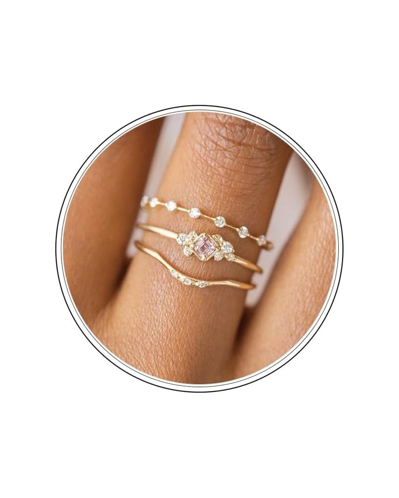 Stackable Gold Rings for Women Dainty Gold Stacking Cubic Zirconia Thumb Ring Set Trendy Statement Promise Wedding Bands Enga...