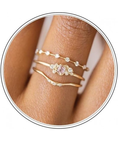 Stackable Gold Rings for Women Dainty Gold Stacking Cubic Zirconia Thumb Ring Set Trendy Statement Promise Wedding Bands Enga...