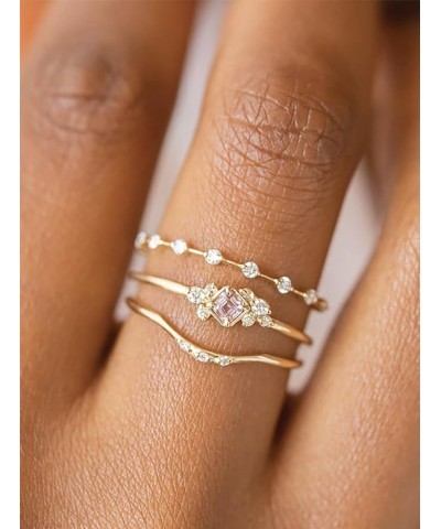 Stackable Gold Rings for Women Dainty Gold Stacking Cubic Zirconia Thumb Ring Set Trendy Statement Promise Wedding Bands Enga...