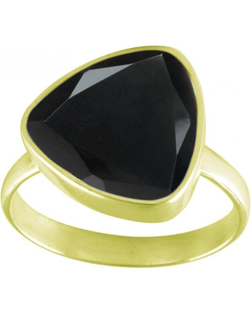 Choose Your Natural Gemstone Ring Trillion Shape 18k Gold Plated Faceted Birthstones Jewellery natural-faceted black onyx $13...