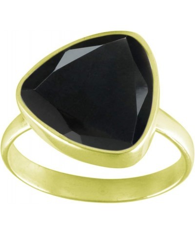 Choose Your Natural Gemstone Ring Trillion Shape 18k Gold Plated Faceted Birthstones Jewellery natural-faceted black onyx $13...