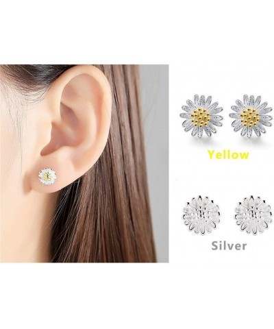 14K Gold Plated Small Daisy Flower Stud Earring Silver $9.43 Earrings