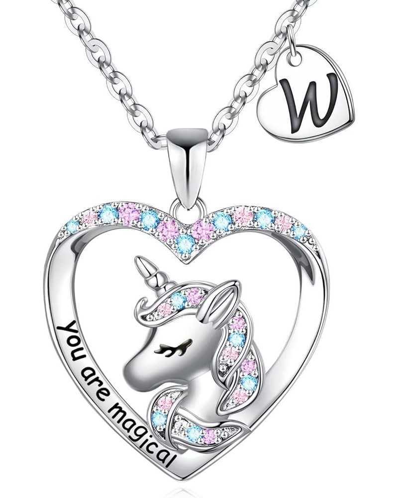 Unicorns Gifts for Girls Teen Girls, 14K White Gold Plated CZ Heart You Are Magical Unicorn Necklace Girls Jewelry Initial Un...