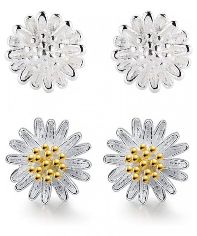 14K Gold Plated Small Daisy Flower Stud Earring Silver $9.43 Earrings