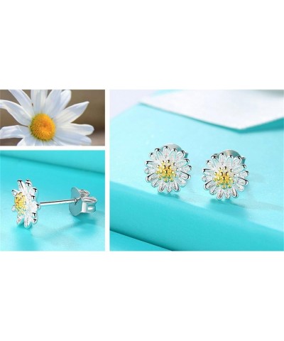 14K Gold Plated Small Daisy Flower Stud Earring Silver $9.43 Earrings