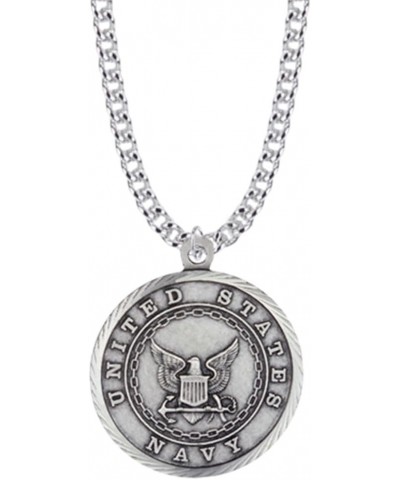 Sterling Silver United States Navy Service Medal with St Michael Patron Saint Archangel Pendant Necklace, 1 Inch $39.39 Neckl...