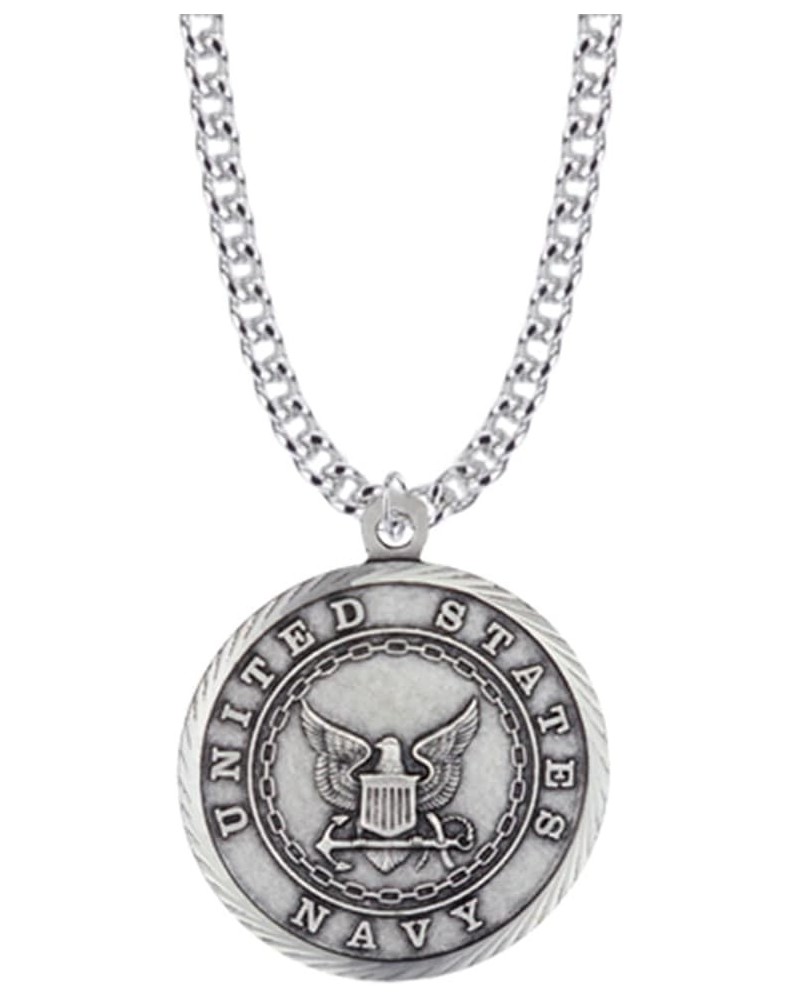 Sterling Silver United States Navy Service Medal with St Michael Patron Saint Archangel Pendant Necklace, 1 Inch $39.39 Neckl...