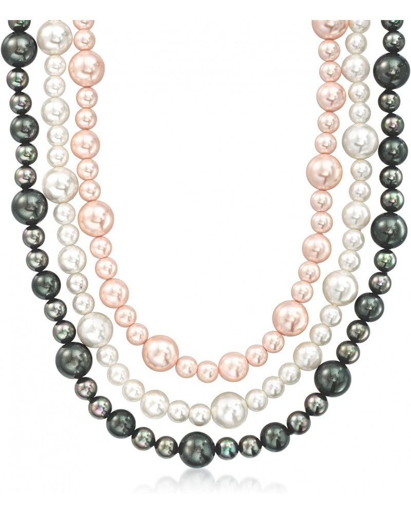 6-10mm Multicolored Shell Pearl 3-Strand Necklace With Sterling Silver. 18 inches $37.80 Necklaces