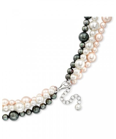 6-10mm Multicolored Shell Pearl 3-Strand Necklace With Sterling Silver. 18 inches $37.80 Necklaces