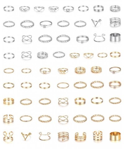 65PCS Bohemian Knuckle Ring Midi Ring Set Hollow Silver Gold Vintage Stackable Rings Fashion Finger Knuckle Midi Rings for Wo...