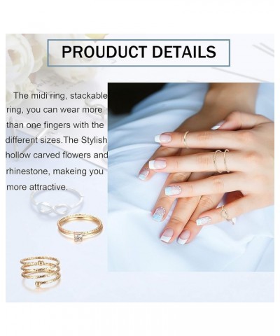 65PCS Bohemian Knuckle Ring Midi Ring Set Hollow Silver Gold Vintage Stackable Rings Fashion Finger Knuckle Midi Rings for Wo...