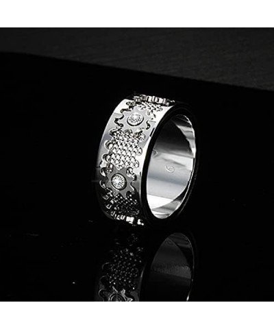 Handmade Diamond Ornate Geometric 3D Band Ring,Pure Handmade Gear Spinning Full Diamond Starry Ring,For Women Men Teens,Diamo...