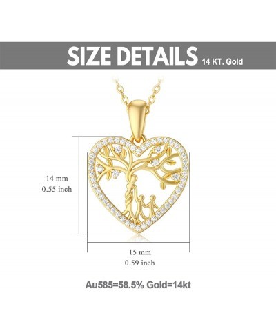 14K Gold Mother and Child Necklaces Tree of Life Family Tree Pendant Necklaces Jewelry with Moissanite Gifts for Women Teen G...